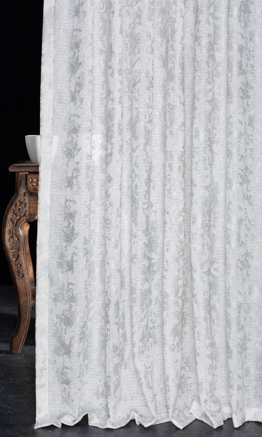 Metallic Accents Semi-Sheer Fabric Material By the Metre (White)