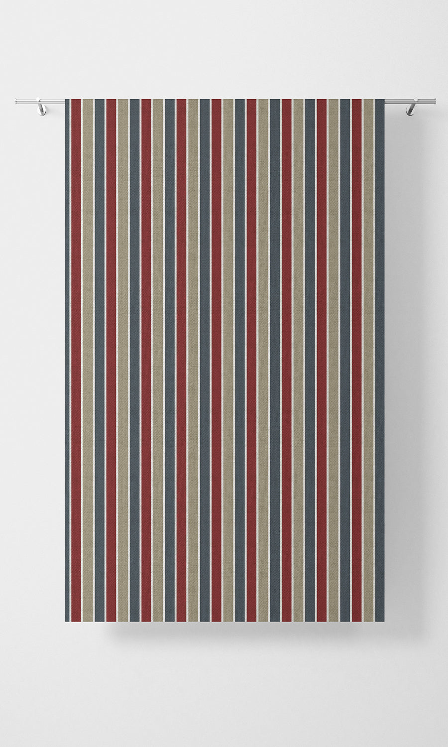 Striped Free Fabric Material Sample (Grey/ Red/ Slate Blue)