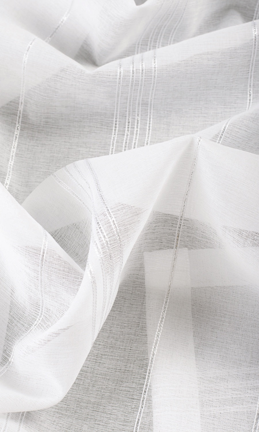 Striped Sheer Fabric By the Metre for Roman Blinds & Shades (White)