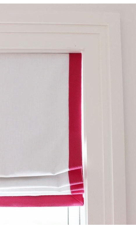 Roman shade with cotton ribbon trim
