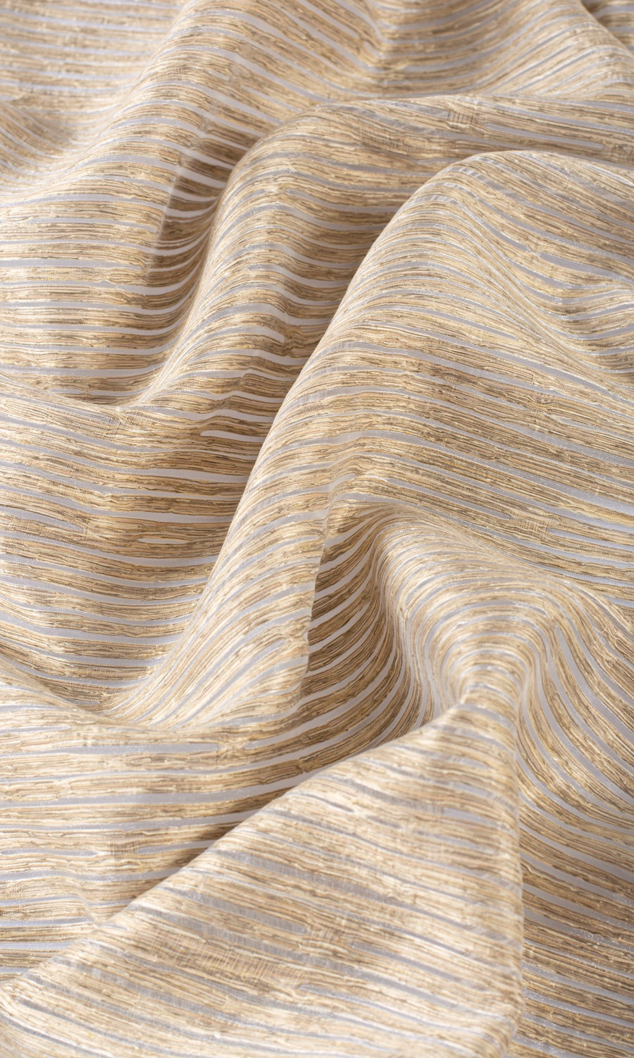 Striped Sheer Window Treatments Fabric By the Metre (Peanut Brown)