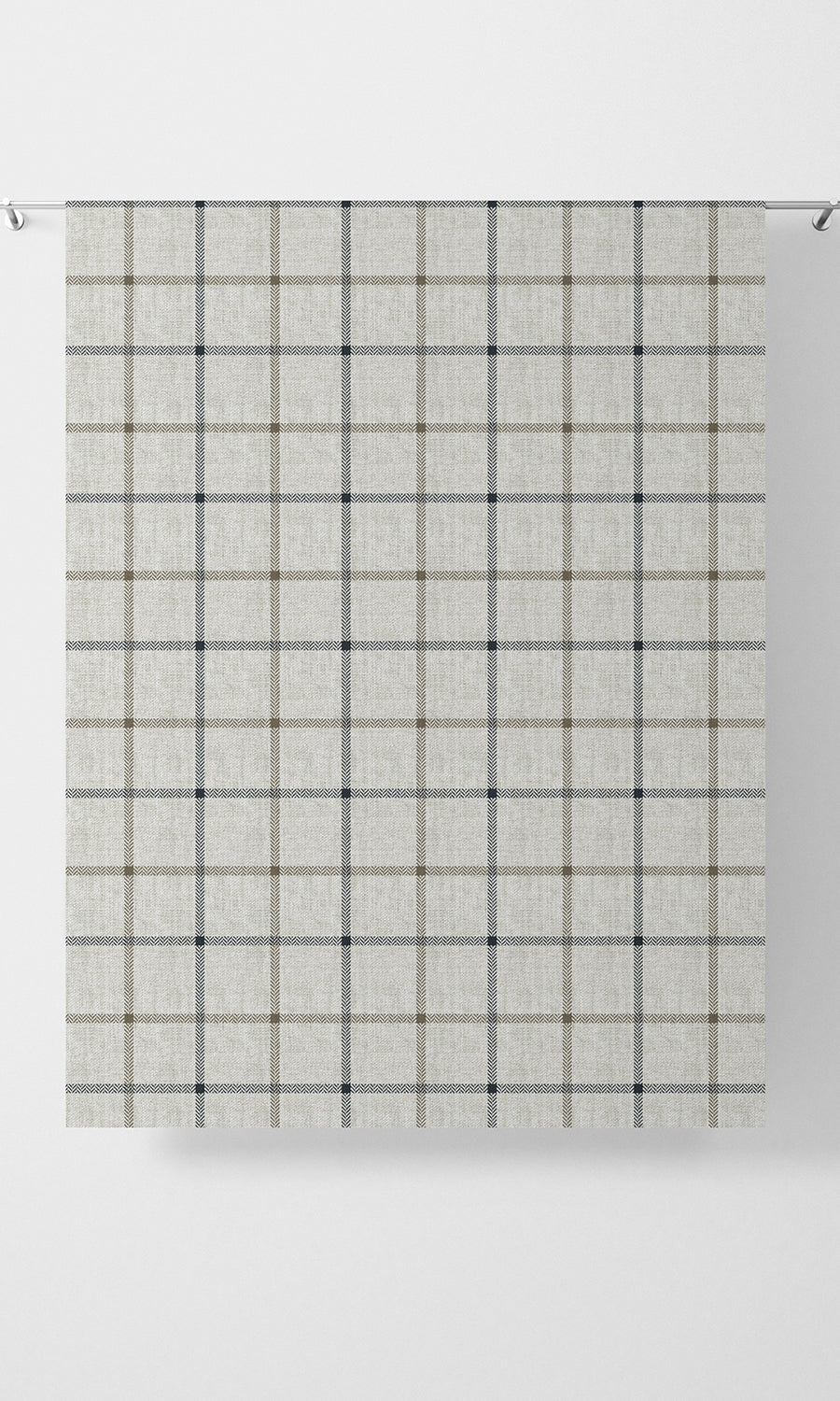 Check Patterned Flat, Plain, Fake, Faux, European Relaxed Roman Blinds (Oatmeal White)
