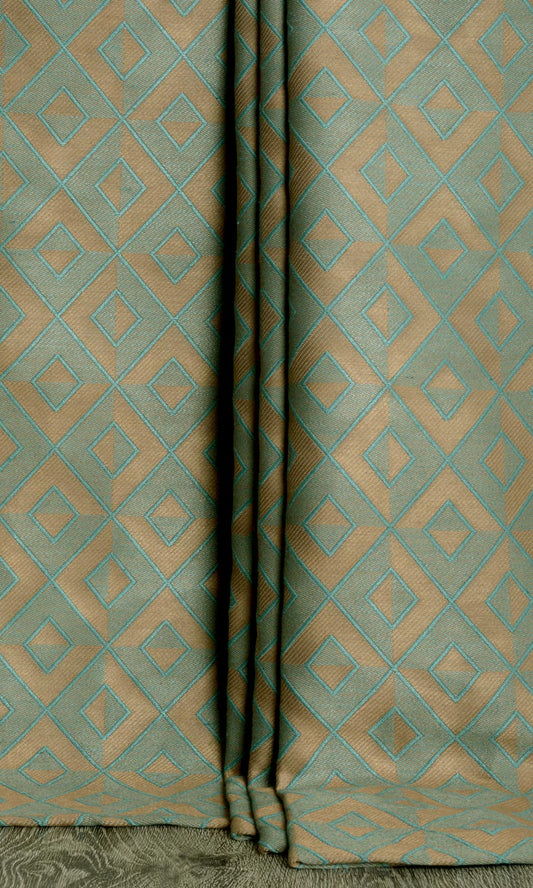 Argyle Patterned Home Décor Fabric Sample (Turquoise Blue/ Brown)