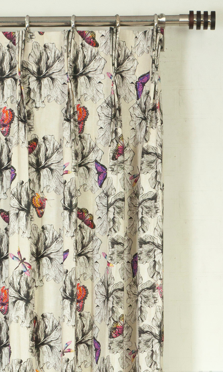 Butterfly Print Cotton Flat, Plain, Fake, Faux, European Relaxed Roman Blinds (Pink/ Purple)