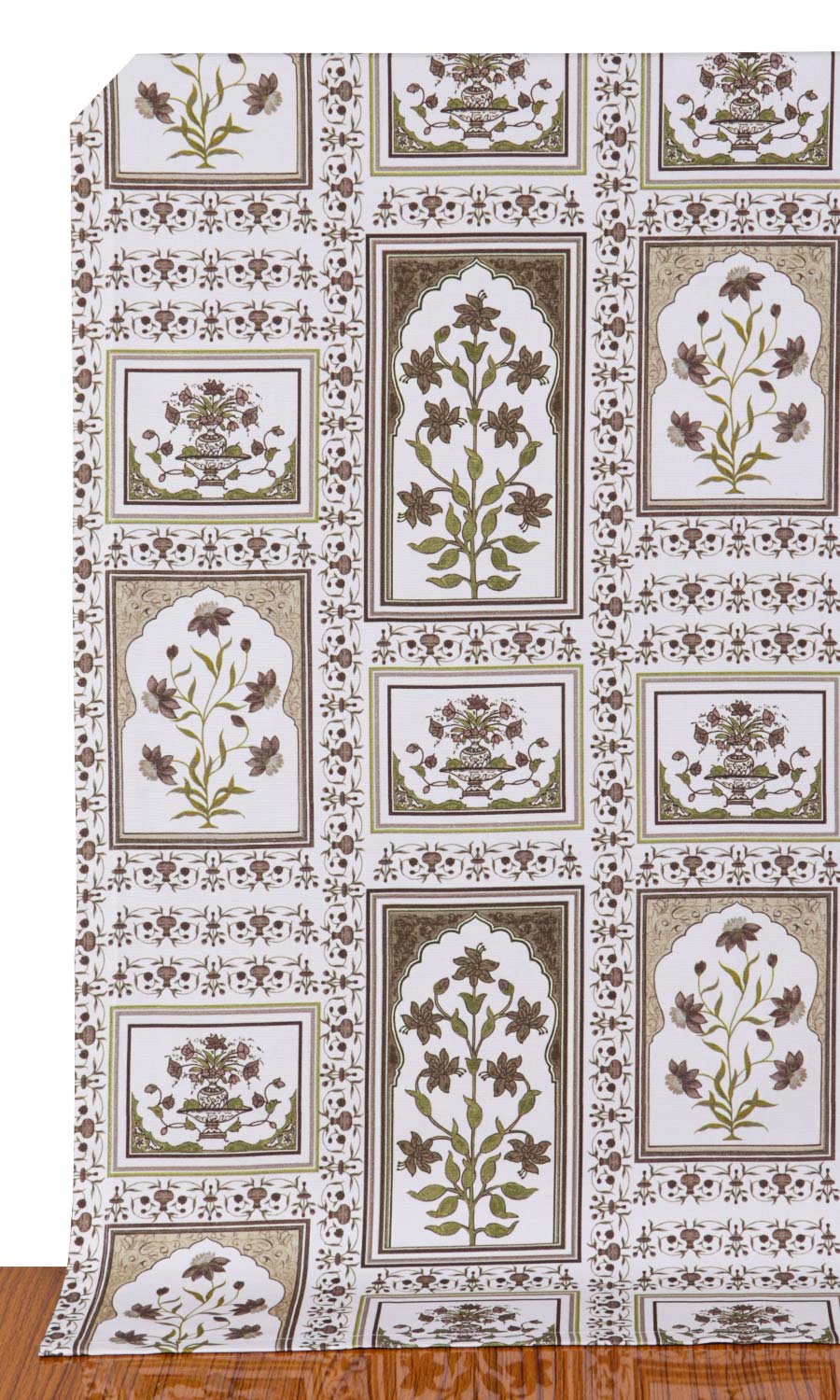 Floral Cotton Fabric Blinds (Brown/ Green)