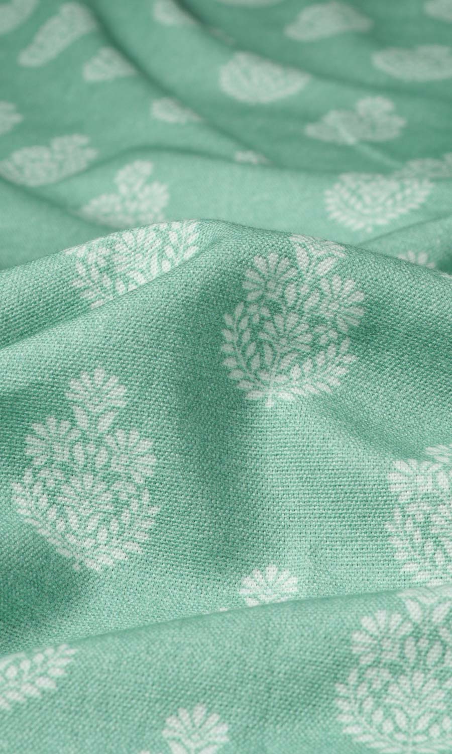 Floral Cotton Roman Blinds (Sea Green) Extra Long Short Wide