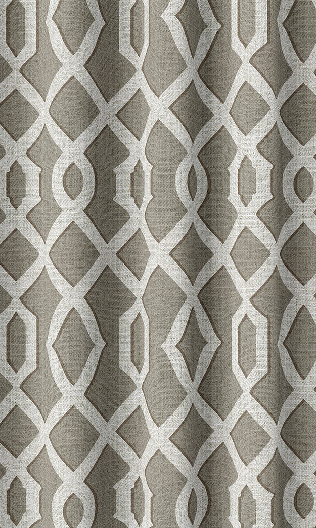 Trellis Patterned Home Textile Fabric Material Sample (Grey & White)