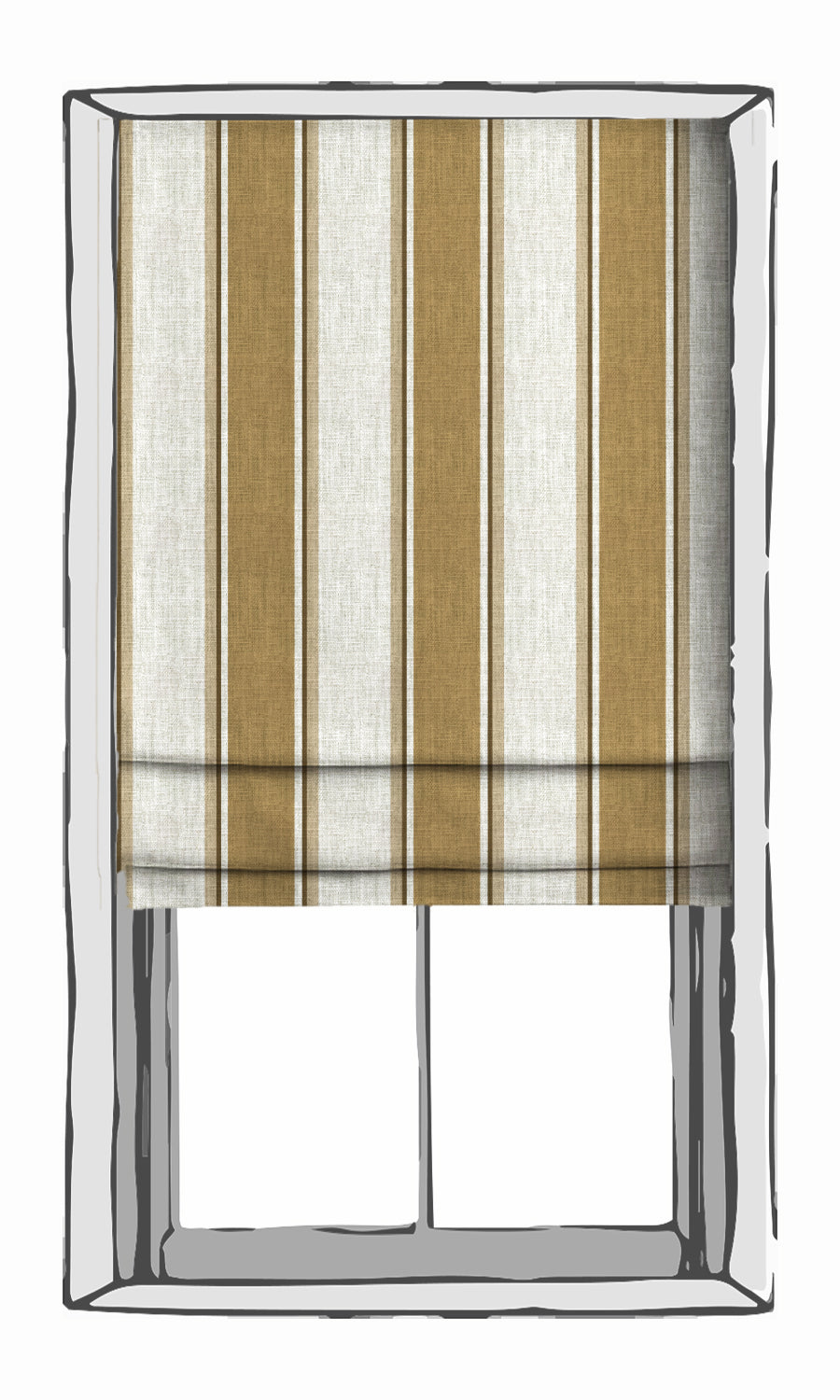 Striped Window Treatments Fabric Sample (Ochre Yellow/ White/ Brown)
