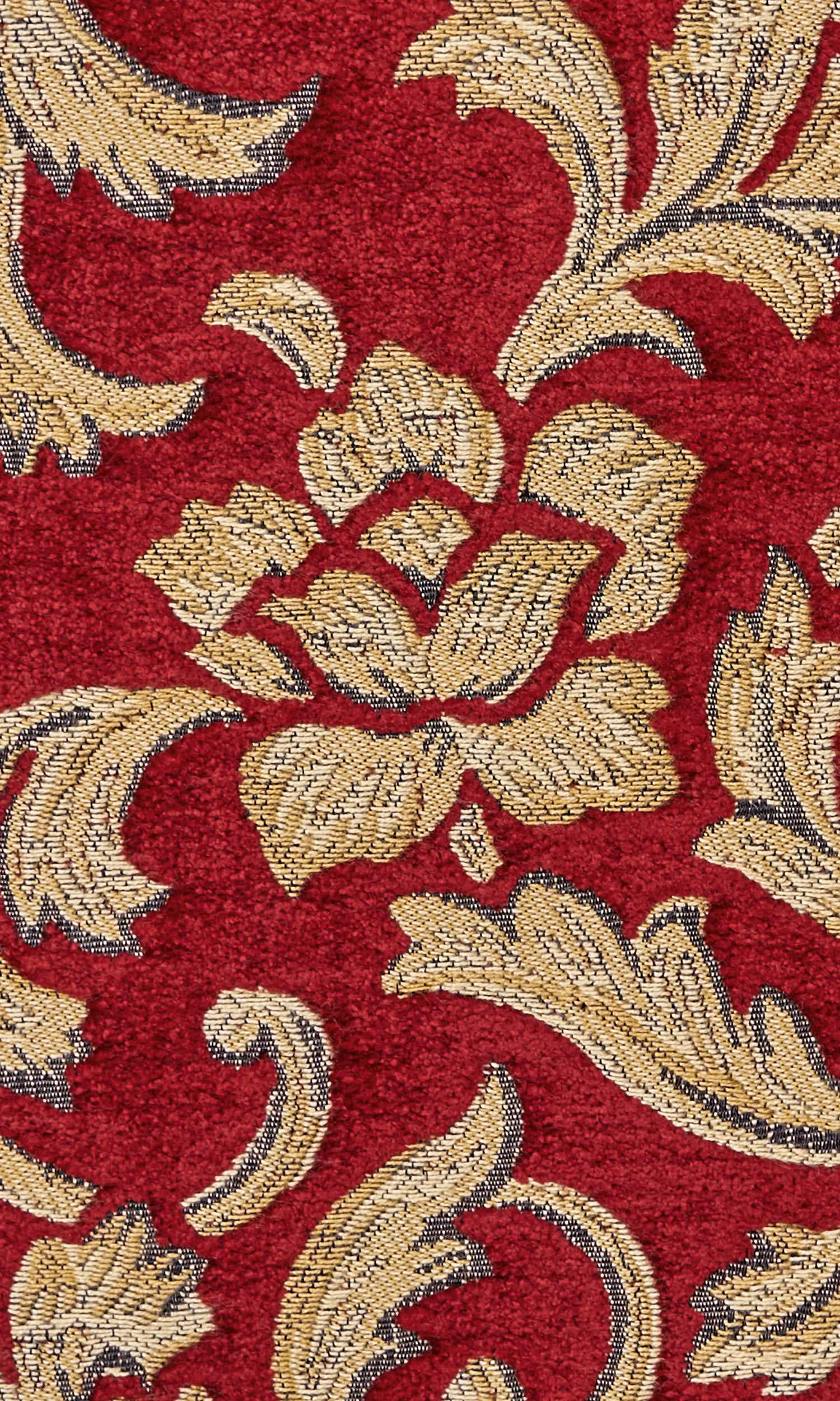 Floral Velvet Flat, Plain, Fake, Faux, European Relaxed Roman Blinds (Beige/ Red)
