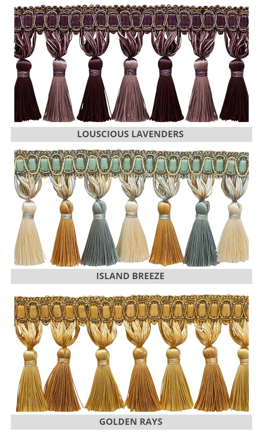 Window shades tassels and trims