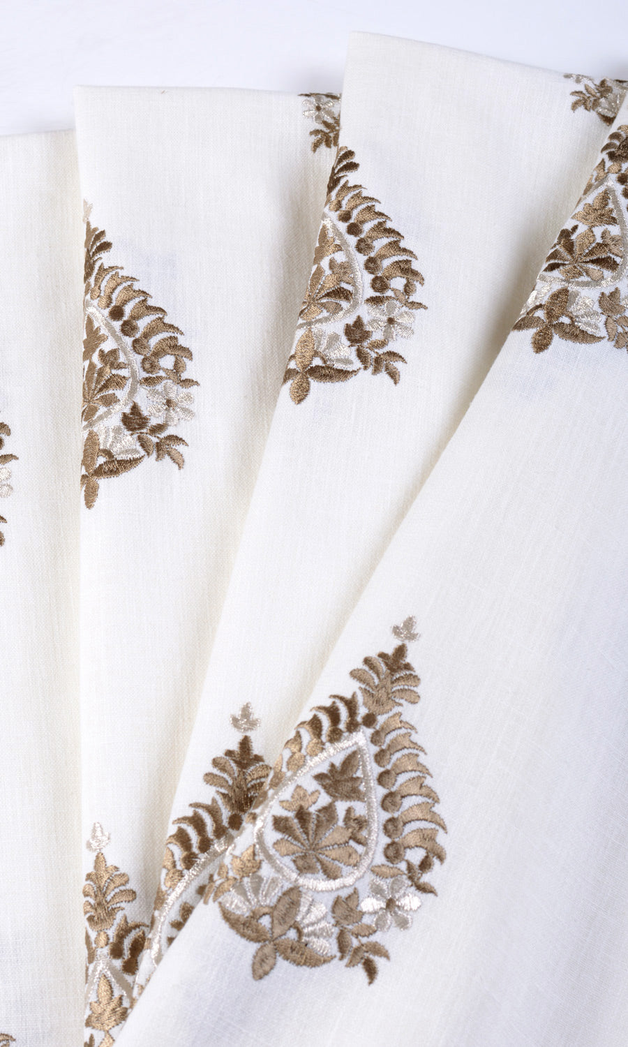 Damask Embroidery Shades (Off White/ Coffee Brown) Extra Long Short Wide