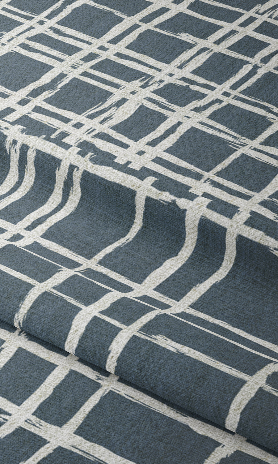 Abstract Patterned Window Treatments Fabric By the Metre (Petrol Blue/ White)
