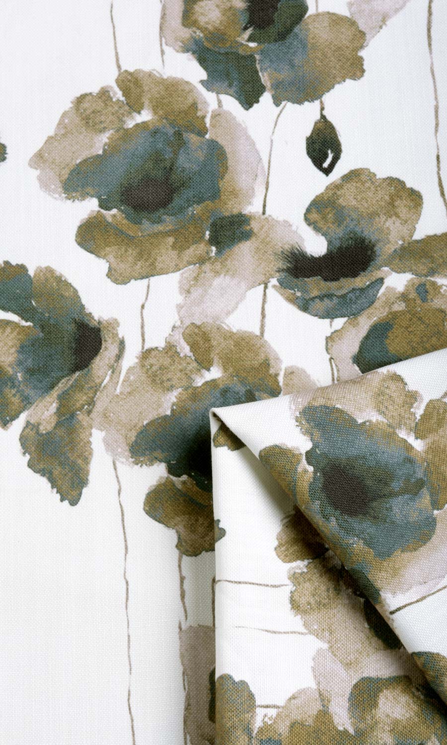 Water Lilies Floral Flat, Plain, Fake, Faux, European Relaxed Roman Blinds (Brown/ Grey)