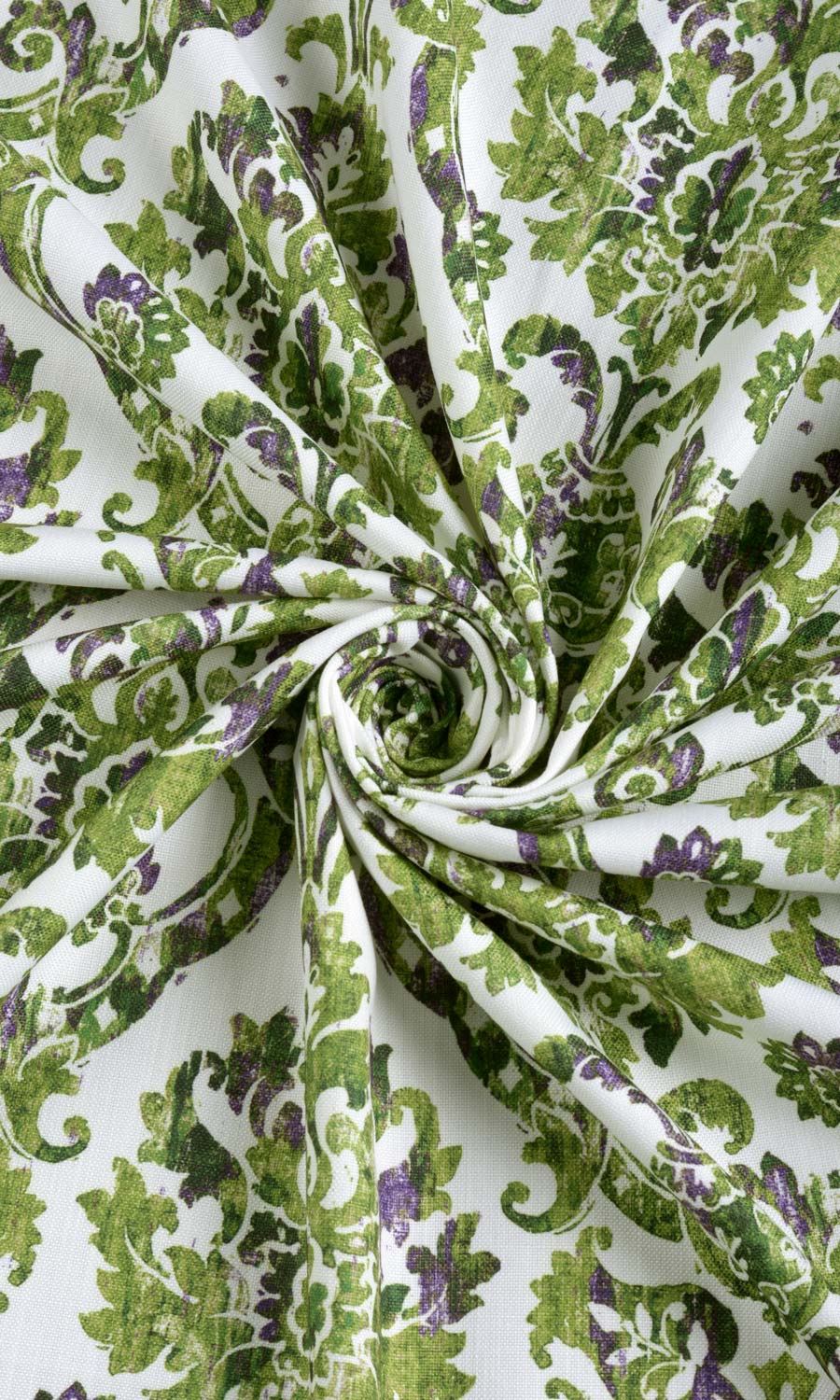 Damask Patterned Fabric Sample for Roman Blinds & Shades (Green/ Purple)