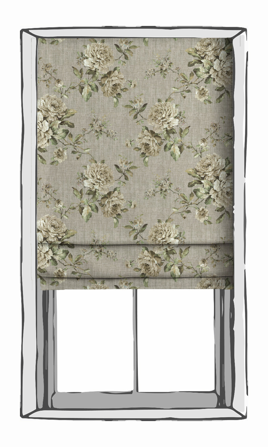 Country Floral Window Treatments Fabric Sample (Warm Grey)