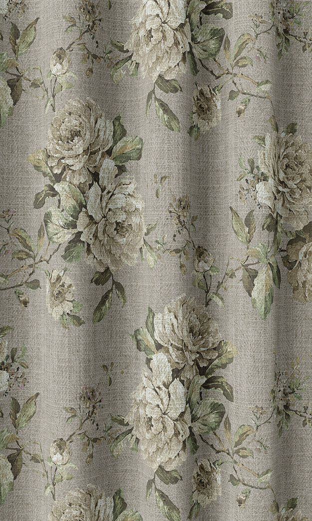 Country Floral Flat, Plain, Fake, Faux, European Relaxed Roman Blinds (Warm Grey)