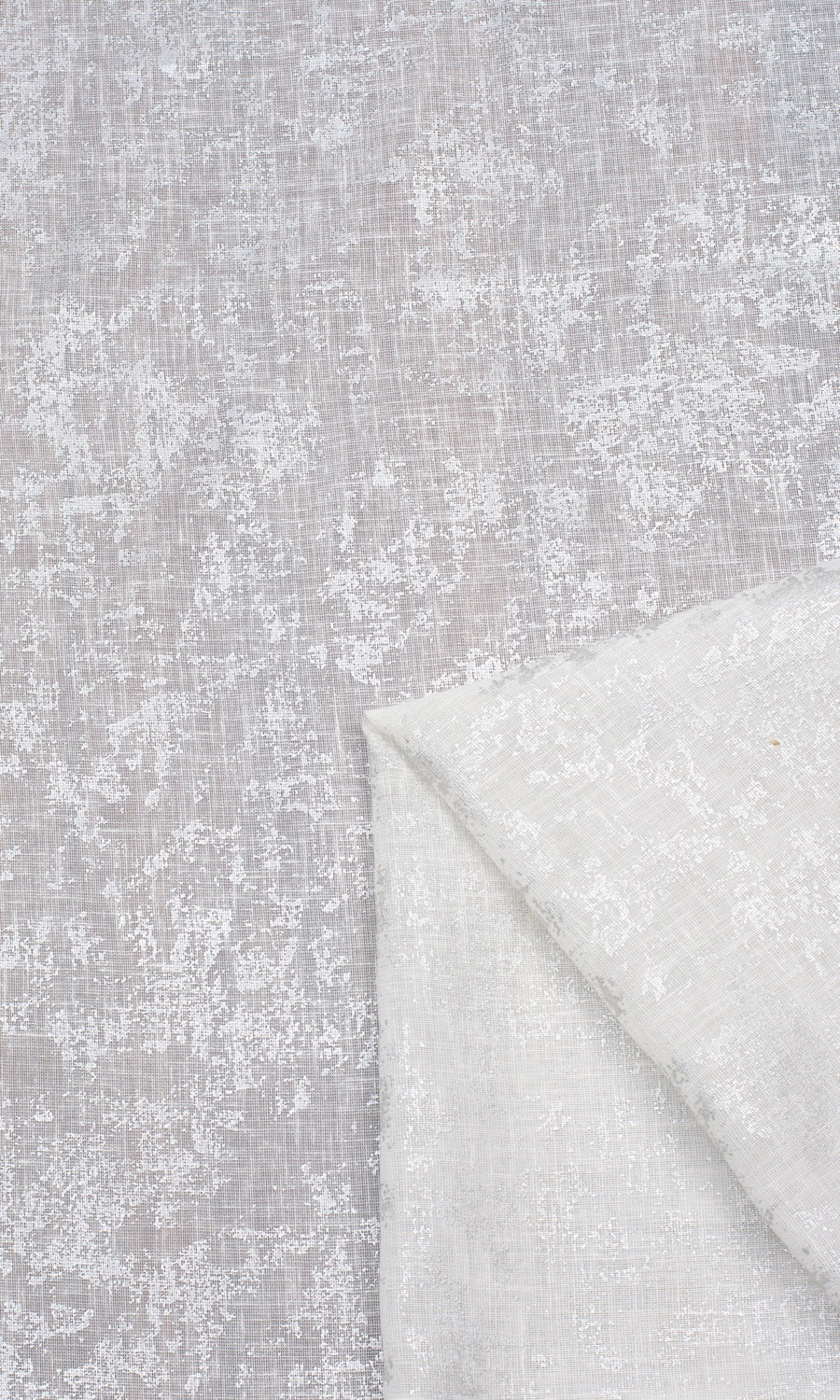 Metallic Accent Semi-Sheer Fabric Material By the Metre (White)