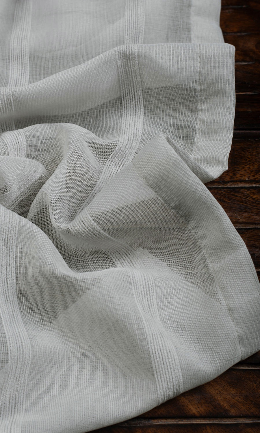 Striped Sheer Fabric Material By the Metre (Grey)