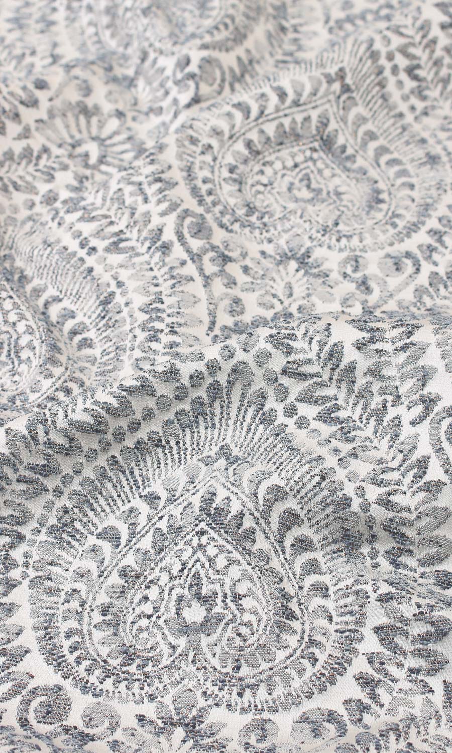 Textured Floral Flat, Plain, Fake, Faux, European Relaxed Roman Blinds (Grey/ Deep Blue)