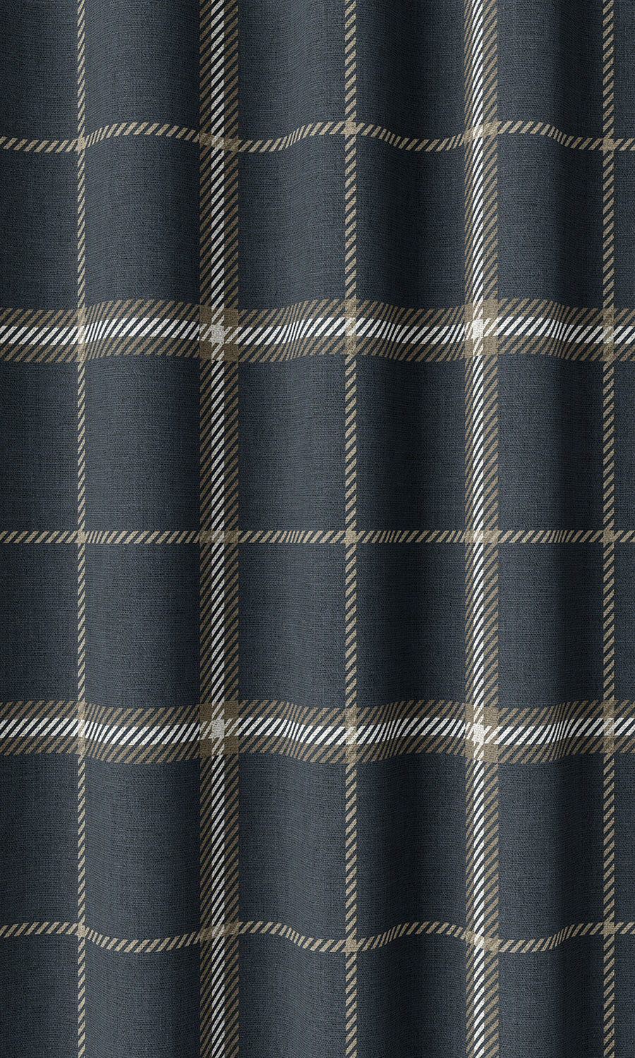 Checkered Home Décor Fabric By the Metre (Navy Blue/ Brown)