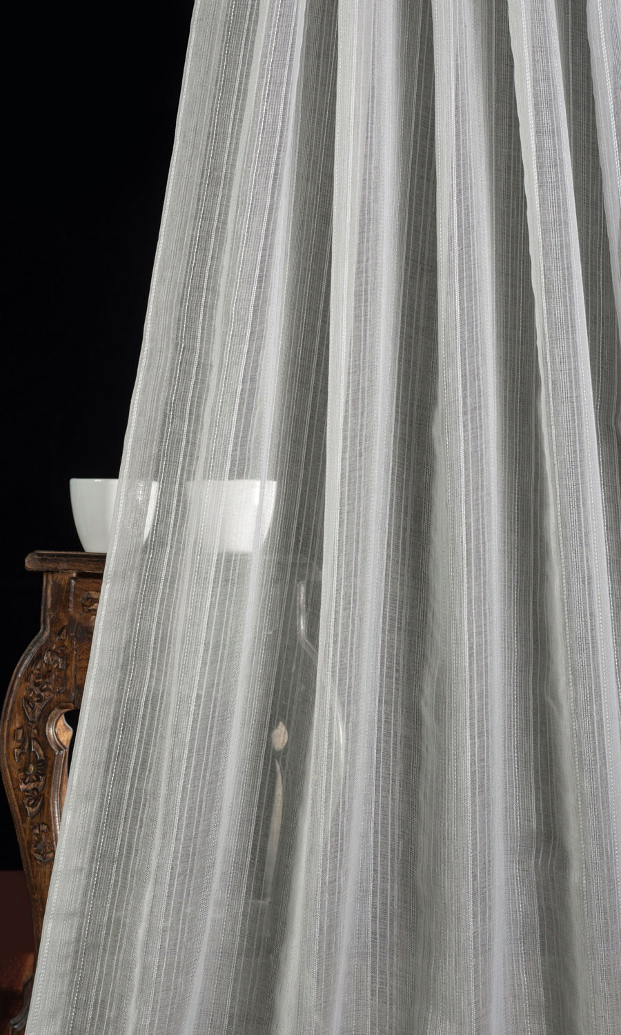Woven Striped Sheer Home Textile Fabric Material By the Metre (Grey)