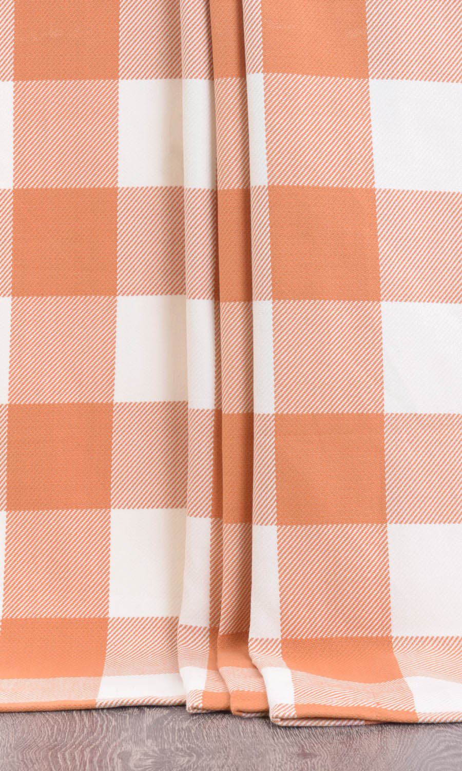 Buffalo Check Fabric By the Metre for Roman Blinds & Shades (Melon Orange/ White)