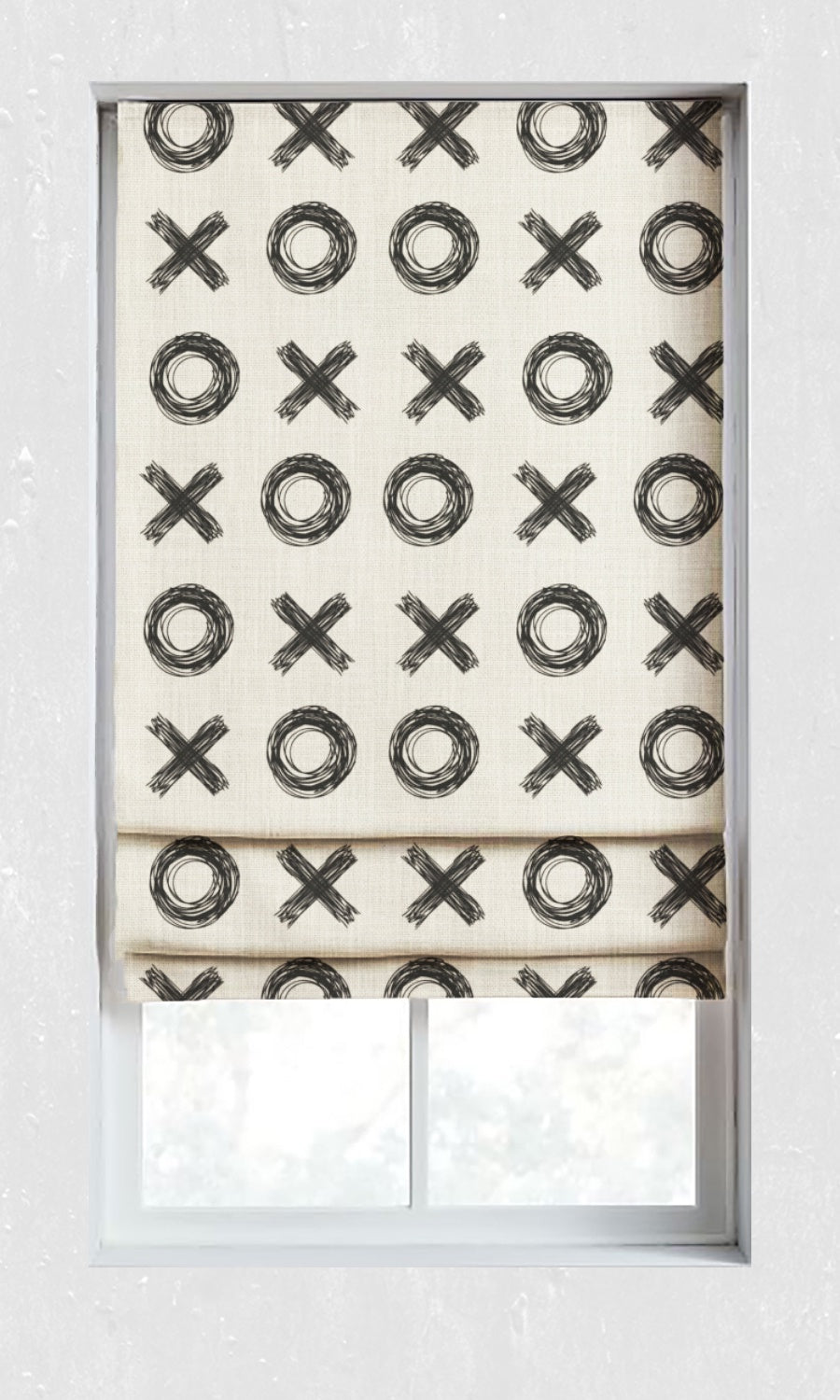 Print Fabric Blinds (Black/ Milky White) for Living, Bedroom, Kitchen, Bathroom
