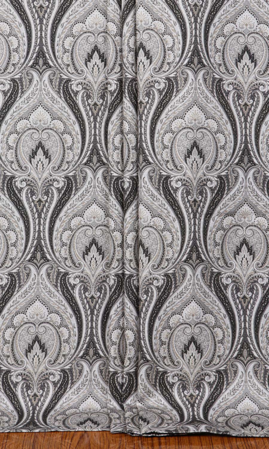Floral Damask Home Textile Fabric Material By the Metre (Grey/ Charcoal)