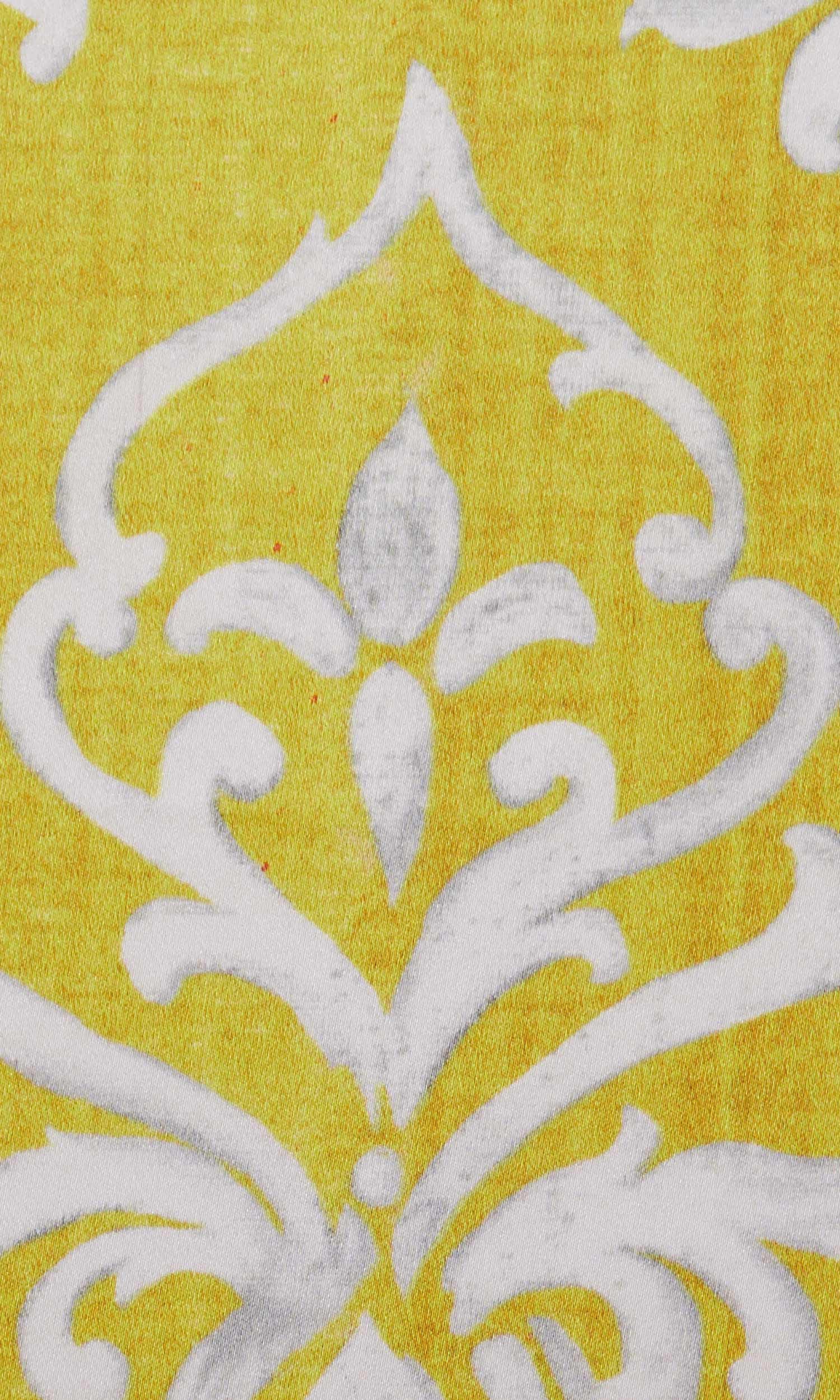 Damask Home Textile Fabric Material By the Metre (Yellow/ White)