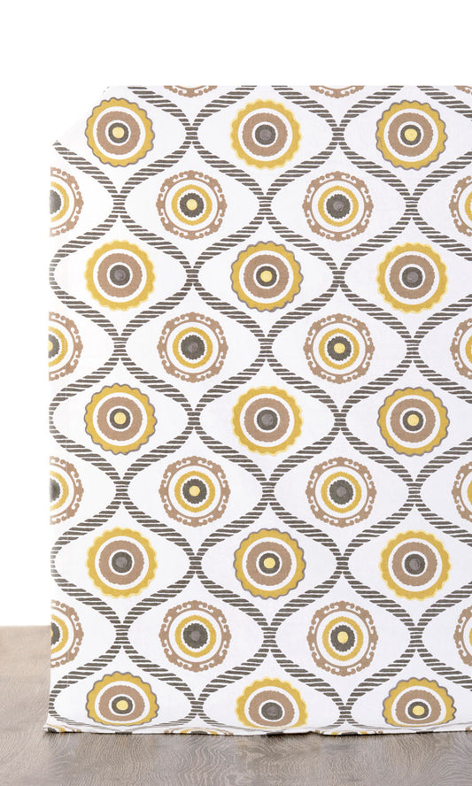  Home Décor Fabric Sample (Ocher Yellow/ Gray/ Brown)