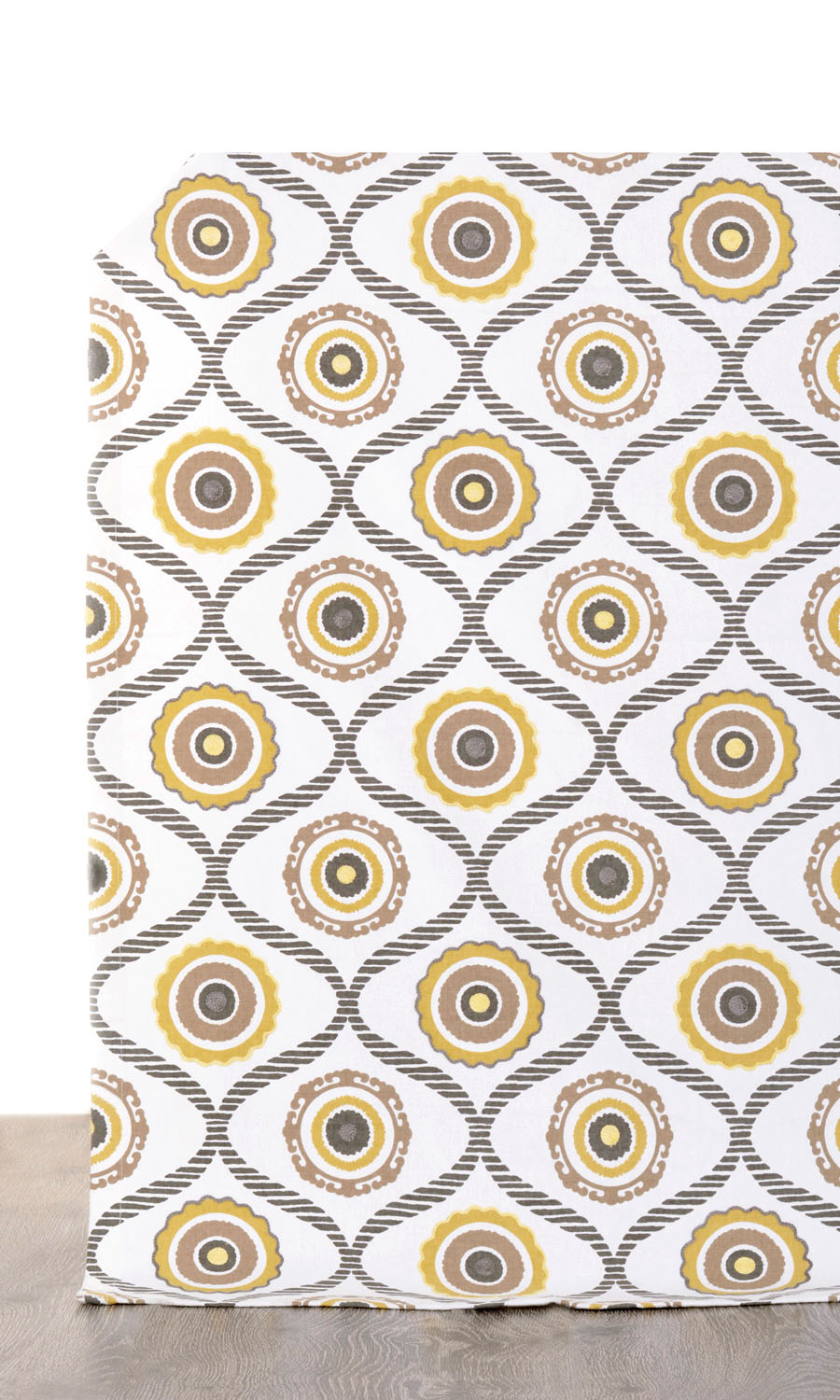 Printed Cotton Home Décor Fabric By the Metre (Ocher Yellow/ Gray/ Brown)