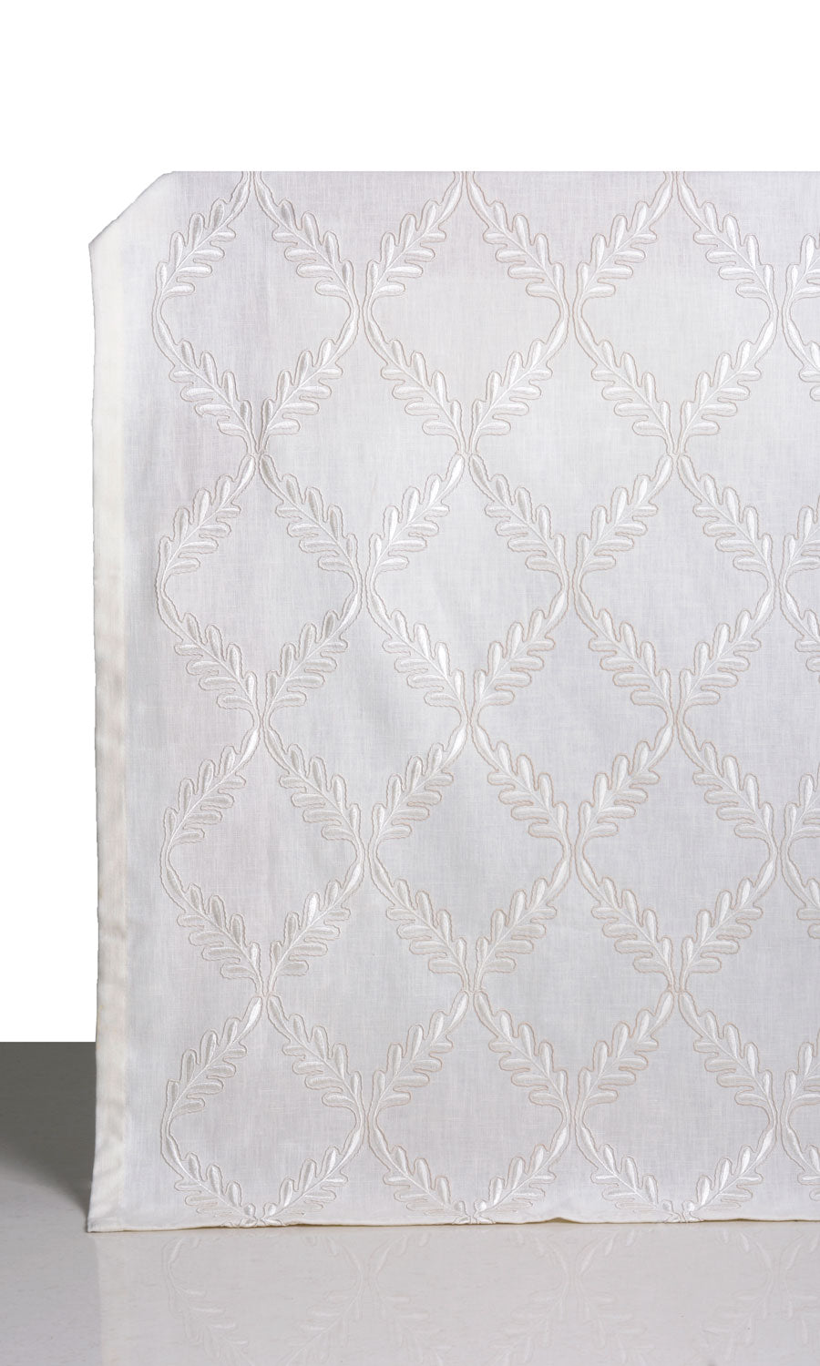 Poly-Linen Embroidered Window Treatments Fabric Sample (White/ Cream)