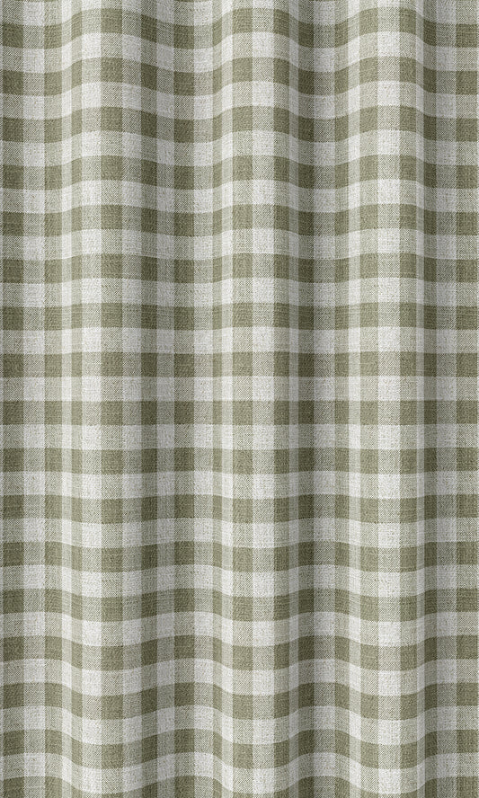 Check Patterned Home Décor Fabric By the Metre (Green/ White)