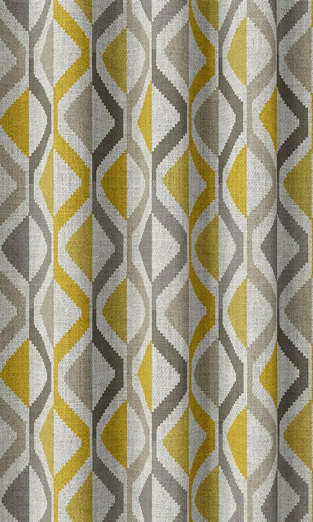 Geometric Striped Window Treatments Fabric By the Metre (Yellow/ Grey)
