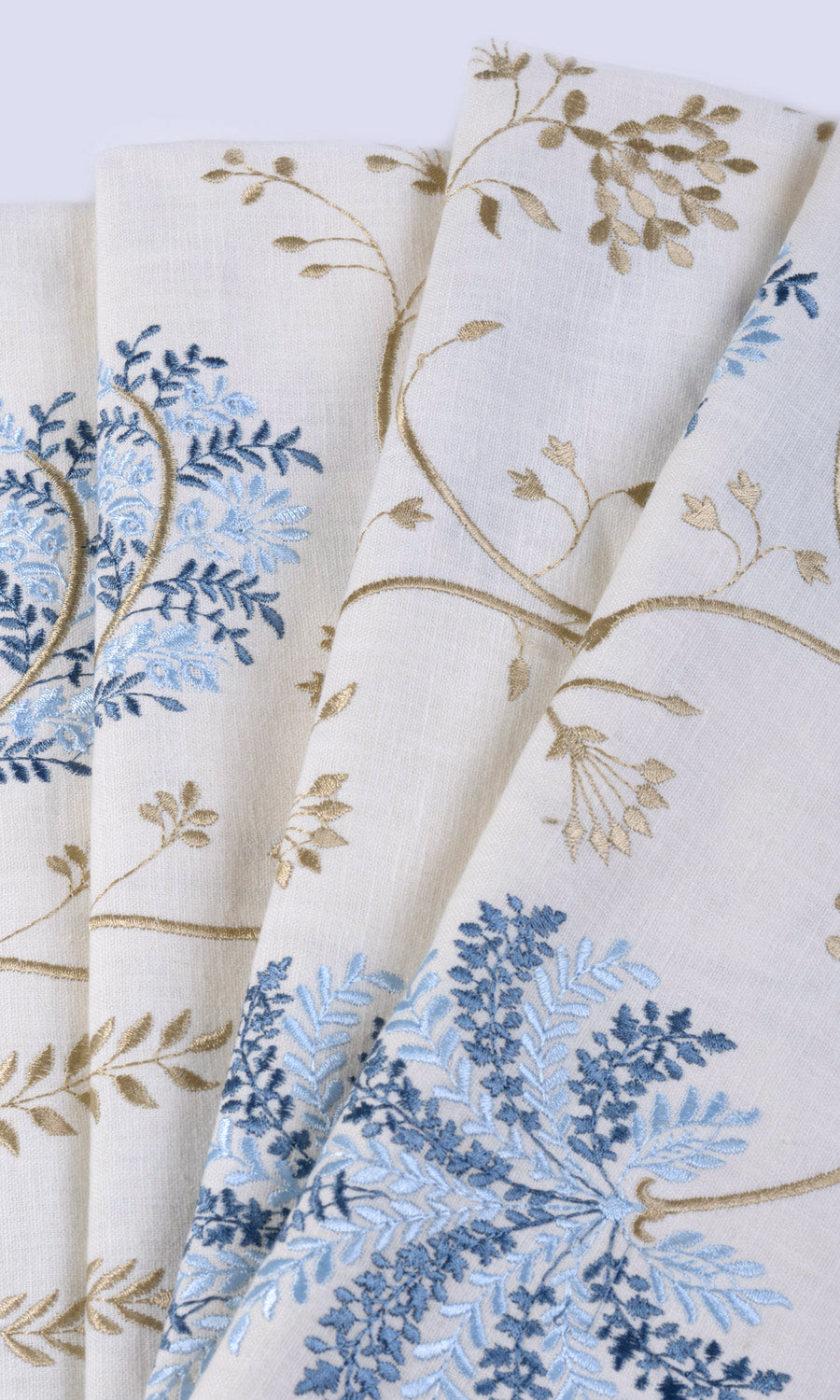 Floral Embroidery Roman Blinds & Window Shades (Brown/ Blue/ White)