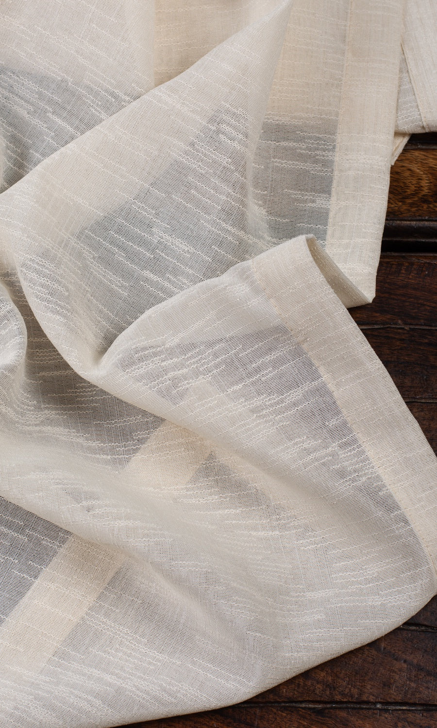 Textured Sheer Home Textile Fabric Material By the Metre (Pale Beige/ Warm Ivory)