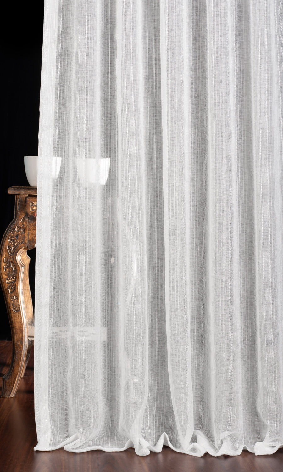 Textured Striped Sheer Roman Blinds (White) for Living, Bedroom, Kitchen, Bathroom