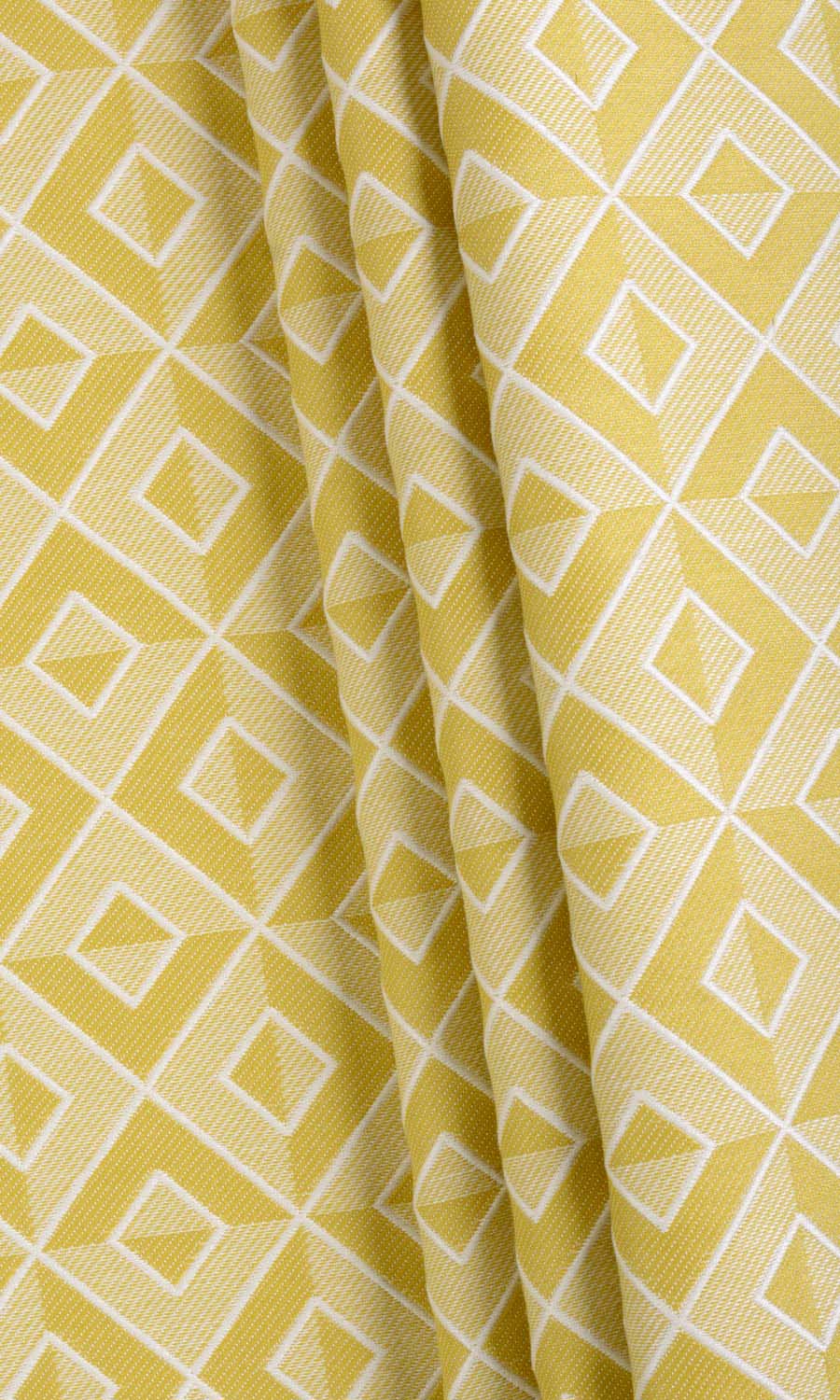 Woven Diamond Patterned Fabric Material By the Metre (Yellow)