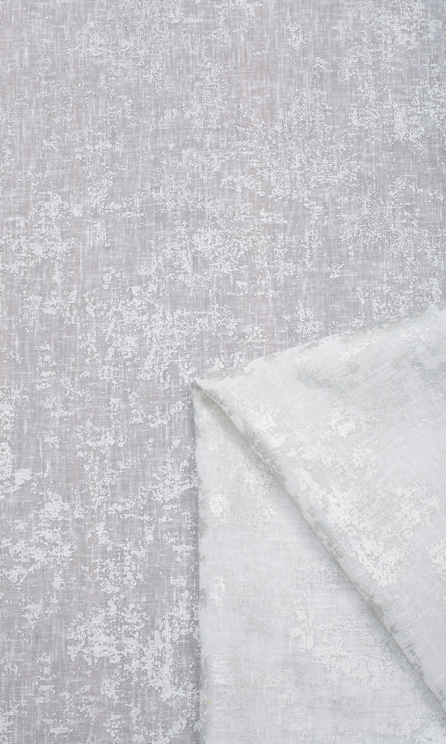 Metallic Accents Semi-Sheer Home Textile Fabric Material Sample (White)