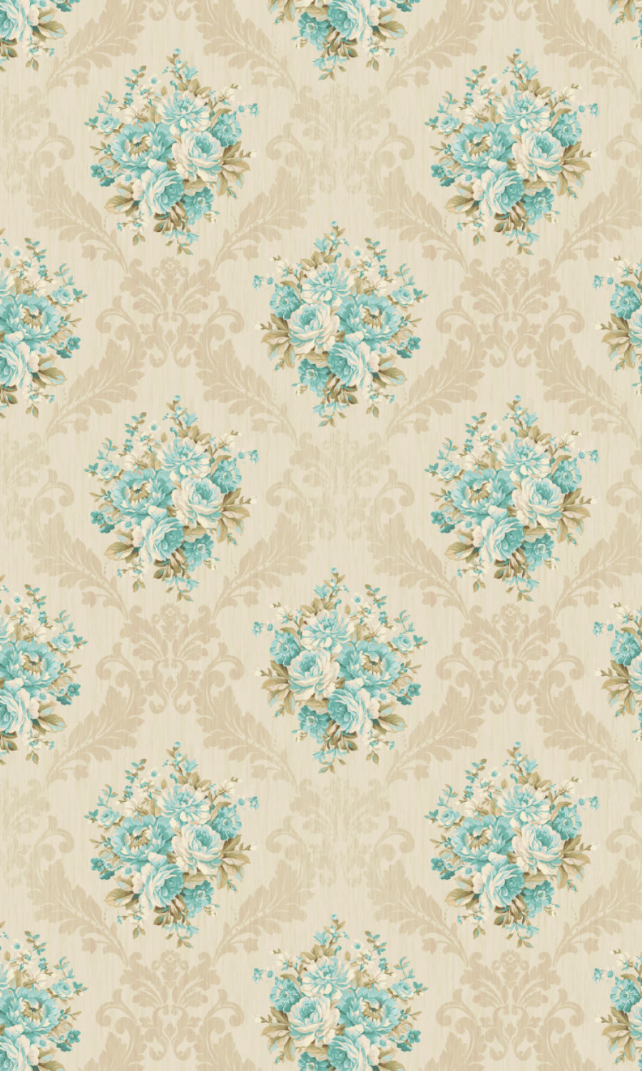 Floral Dimout Home Textile Fabric Material Sample (Blue/ Ivory)