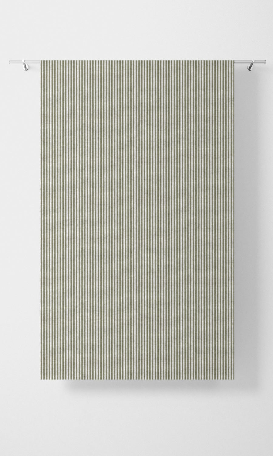 Striped Home Textile Fabric Material Sample (Olive Green/ White)