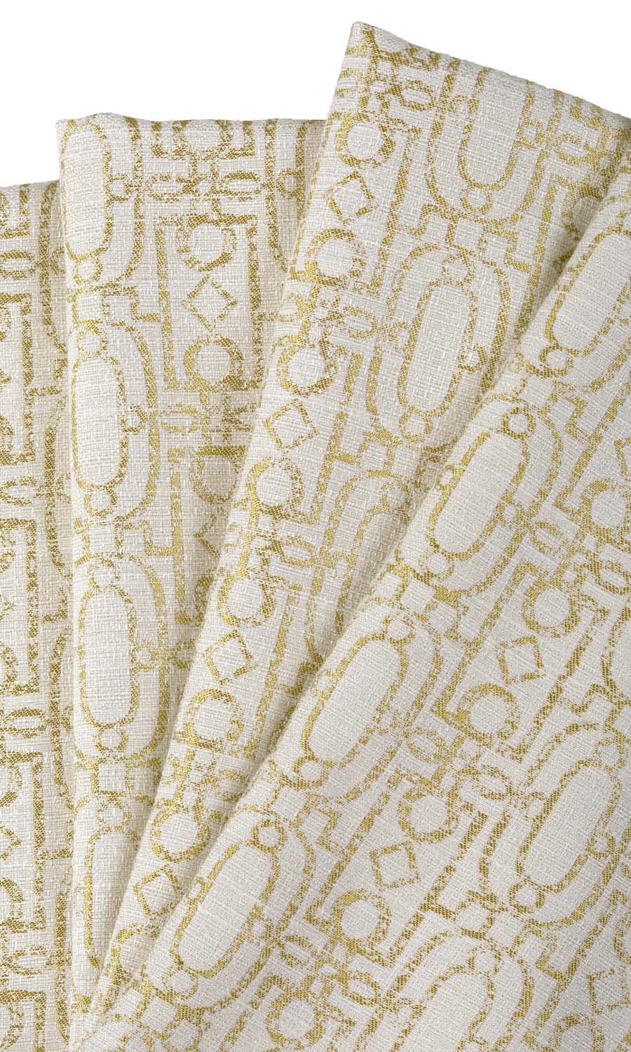 Trellis Poly-Cotton Fabric Material By the Metre (Off White/ Green)