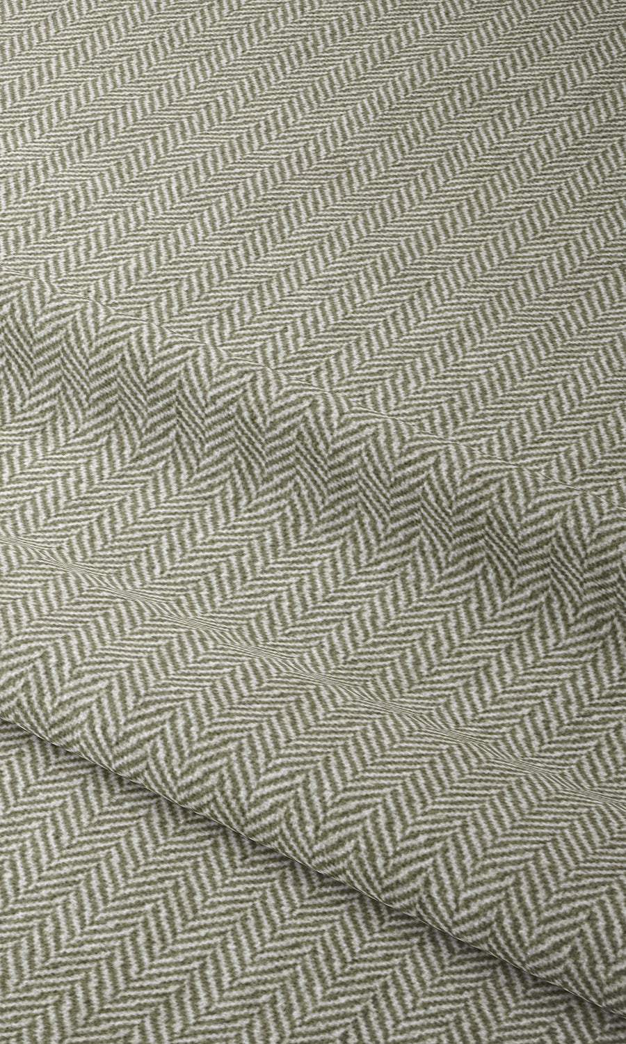 Herringbone Print Window Treatments Fabric By the Metre (Green/ White)
