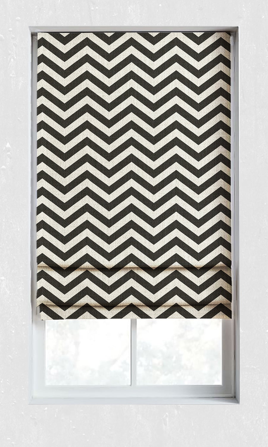 Modern Print Window Treatments Fabric By the Metre (Black/ Ivory)