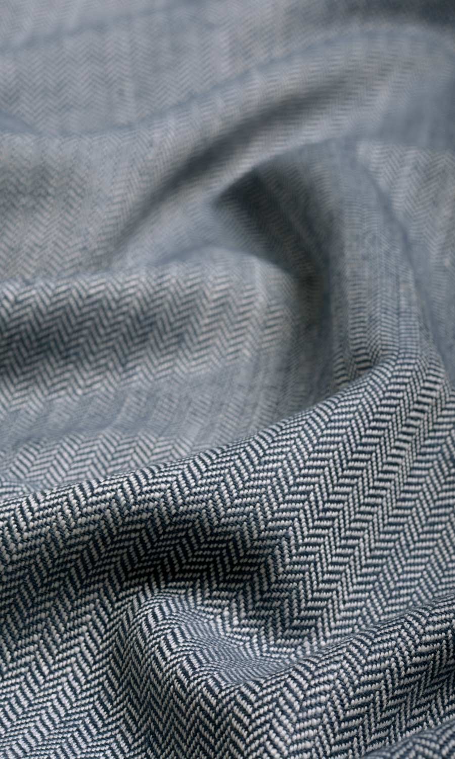 Herringbone Textured Free Fabric Material Sample (Denim/ Navy Blue)
