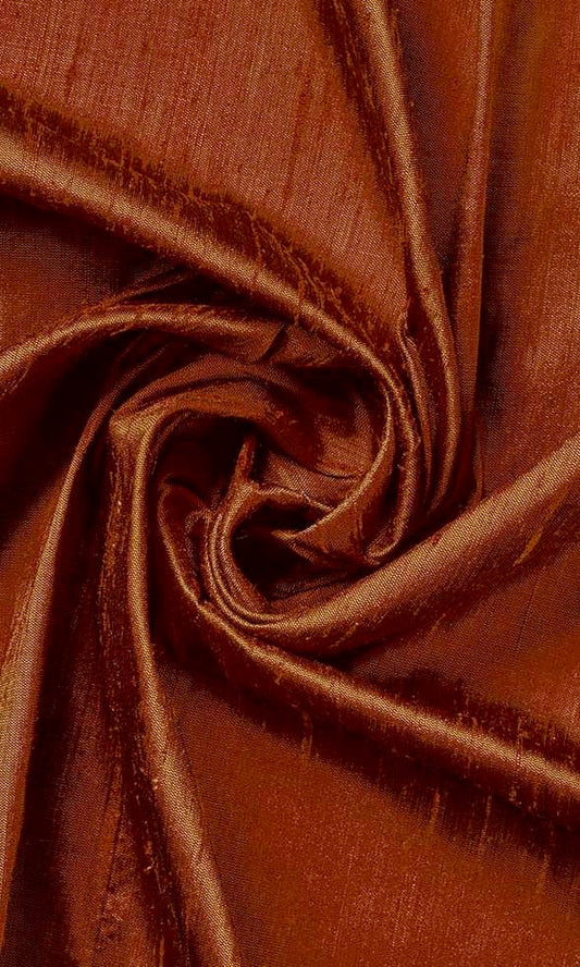 Pure Silk Home Décor Fabric By the Metre (Copper Orange)