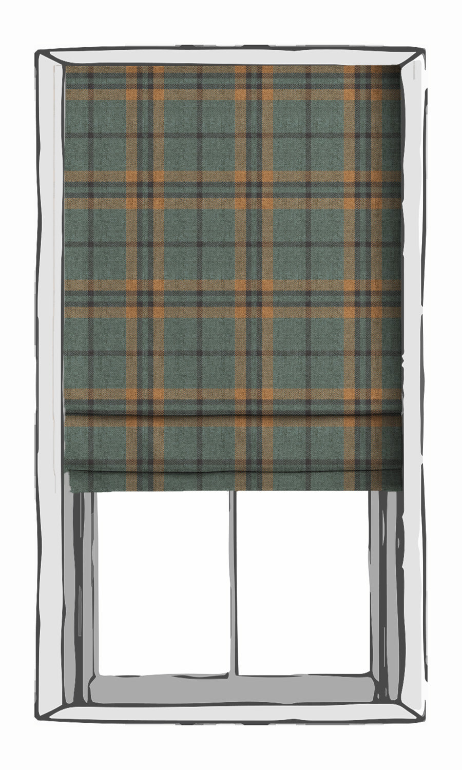 Plaid Window Treatments Fabric Sample (Teal/ Mustard)