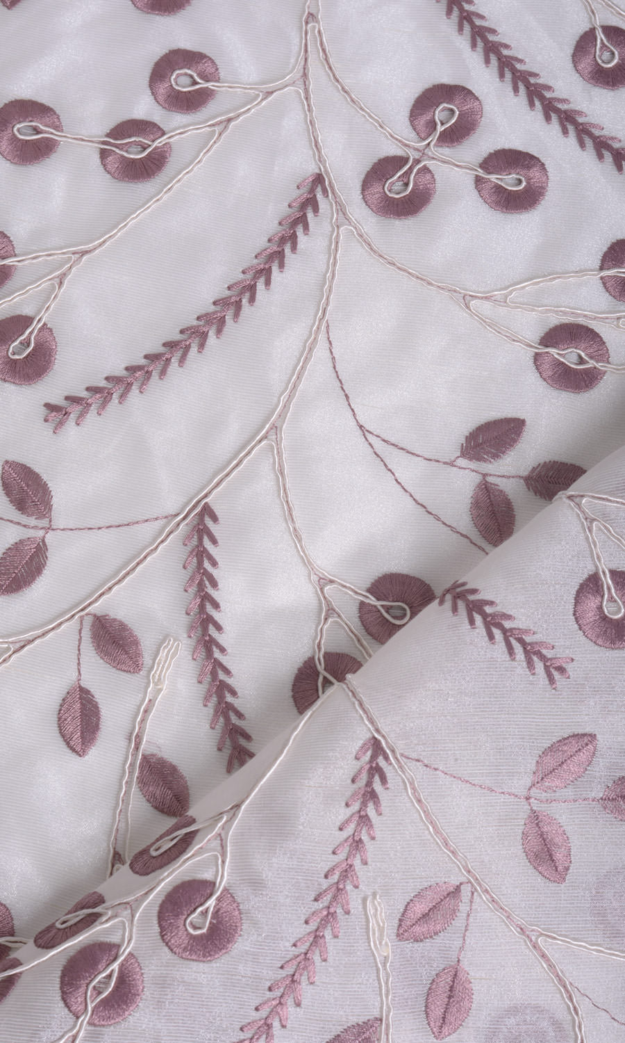 Nature Inspired Fabric Sample for Roman Blinds & Shades (White/ Pink)