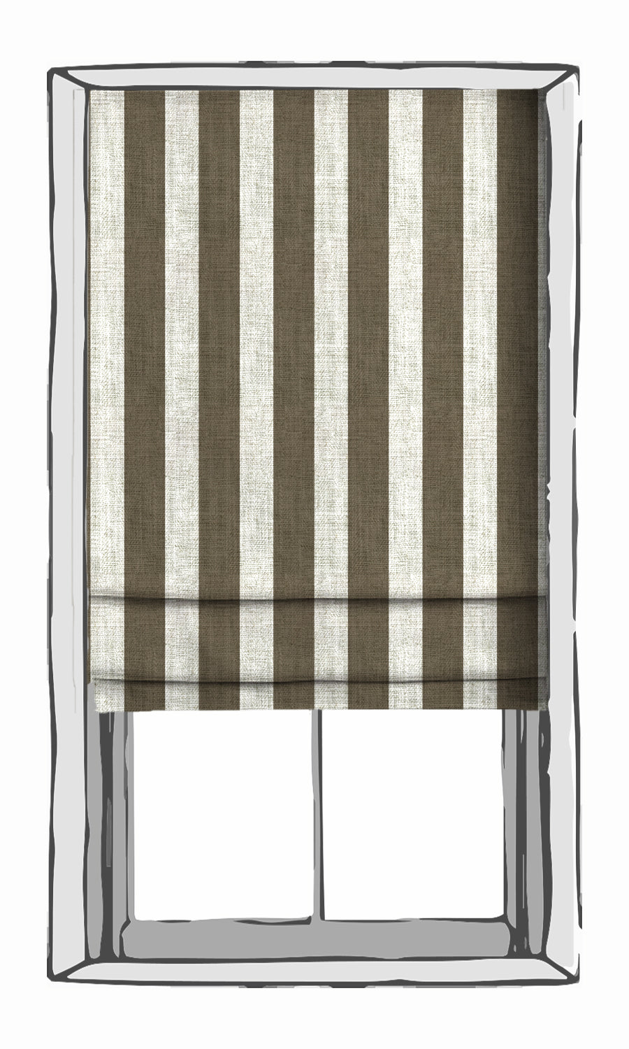 Striped Fabric Material By the Metre (Cedar Brown/ Ivory)