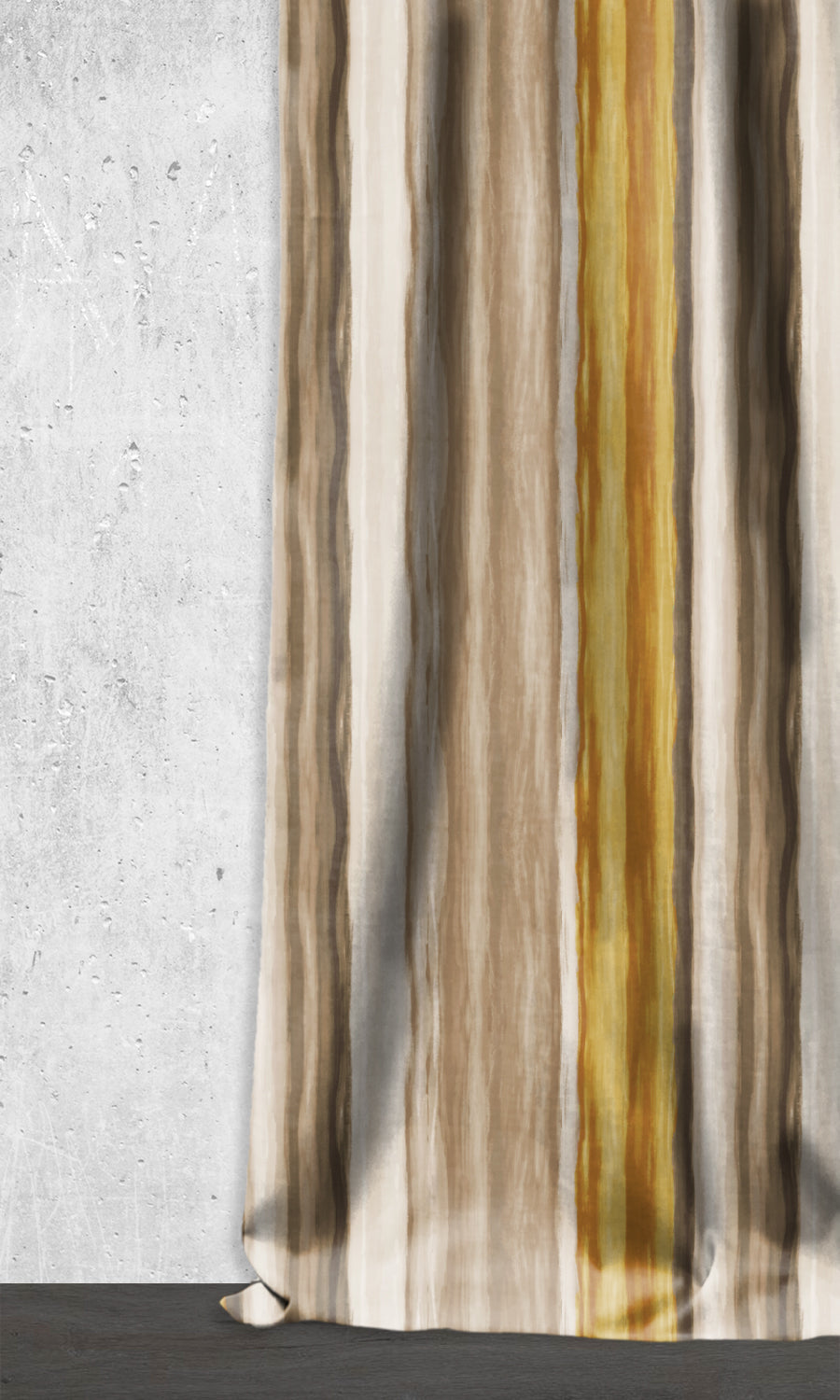 Room Darkening Striped Window Treatments Fabric By the Metre (Yellow/ Brown)